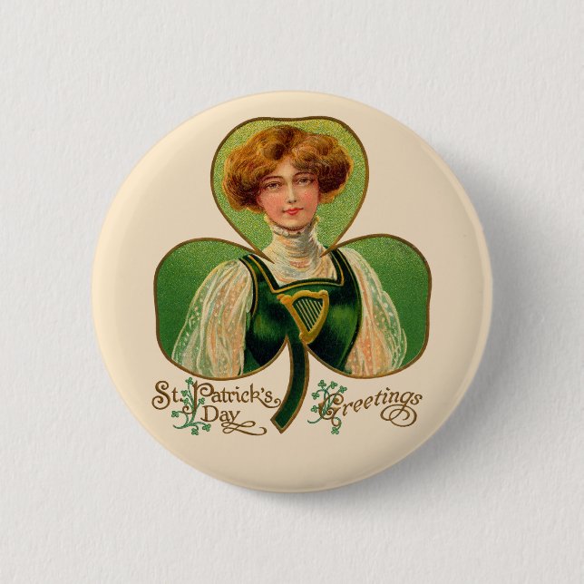 Irish Lass St. Patrick's Day Button (Front)