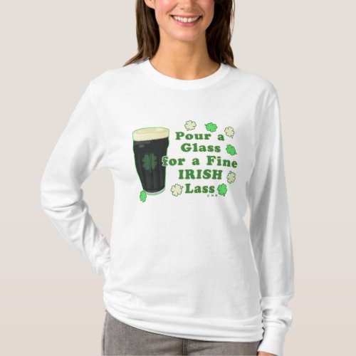 Irish Lass St Patricks Day Pint Glass Funny T_Shirt