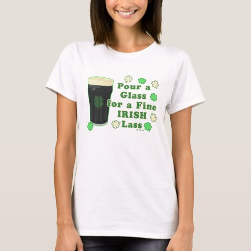 Irish Lass St Patricks Day Pint Glass Funny T_Shirt