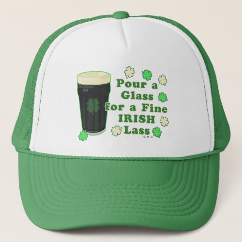 Irish Lass St Patricks Day Pint Glass Funny Trucker Hat