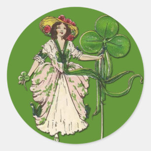 Irish Lassie with Shamrock Stickers