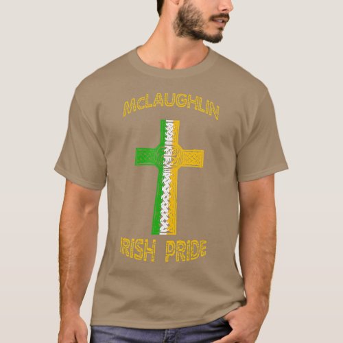 Irish Last Name McLaughlin Celtic Cross Pride  T_Shirt