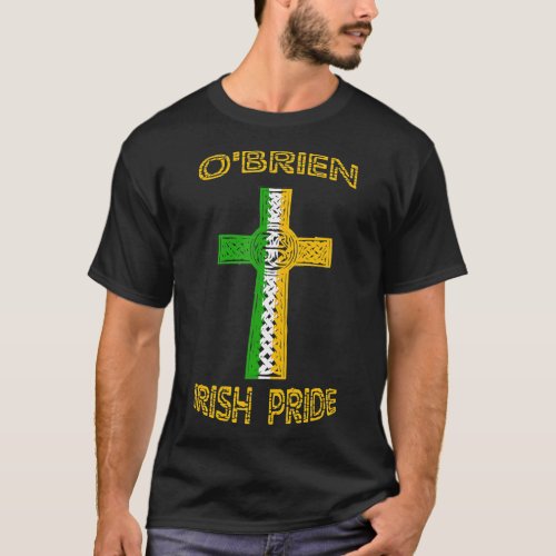 Irish Last Name OBrien Celtic Cross Heritage Pride T_Shirt