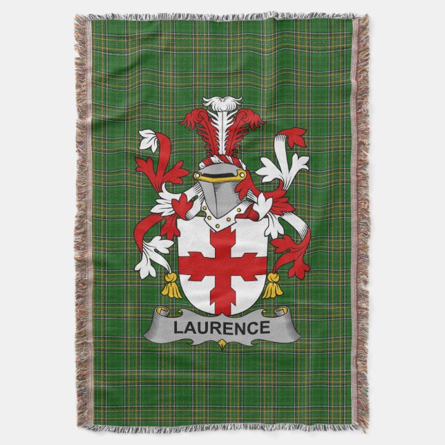  Irish Laurence Coat of Arms Family Crest Ireland Throw Blanket (Front Vertical)