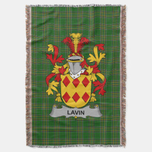 Irish Lavin or O_Lavin Coat of Arms Family Crest Throw Blanket