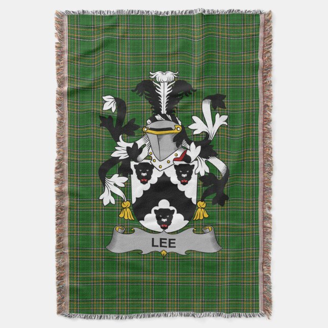  Irish Lee or O_Lee Coat of Arms Family Crest Irel Throw Blanket (Front Vertical)