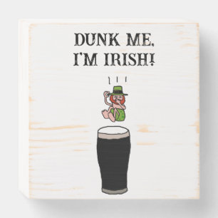 Irish Leprechaun Beer Dive – Funny Stout Cartoon  Wooden Box Sign