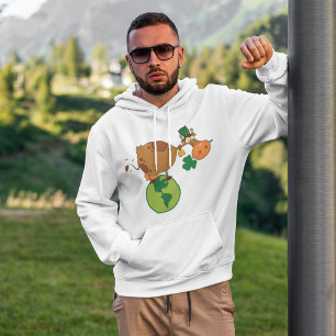 Irish Leprechaun Cow Standing on Planet Earth Hoodie
