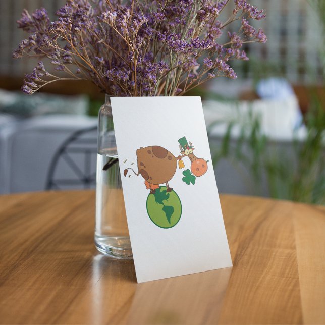 Irish Leprechaun Cow Standing on Planet Earth Invitation (Creator Uploaded)