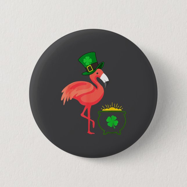 Irish Leprechaun Flamingo St Patricks Day  Button (Front)