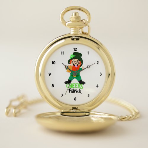 Irish Leprechaun Funny Graphic Personalized Pocket Watch