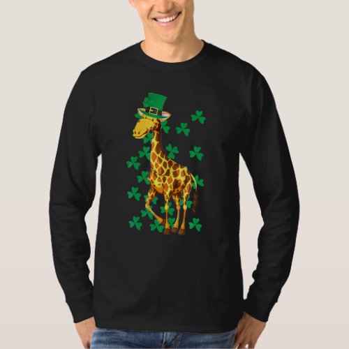 Irish Leprechaun Giraffe Shamrock St Patrick Day T_Shirt