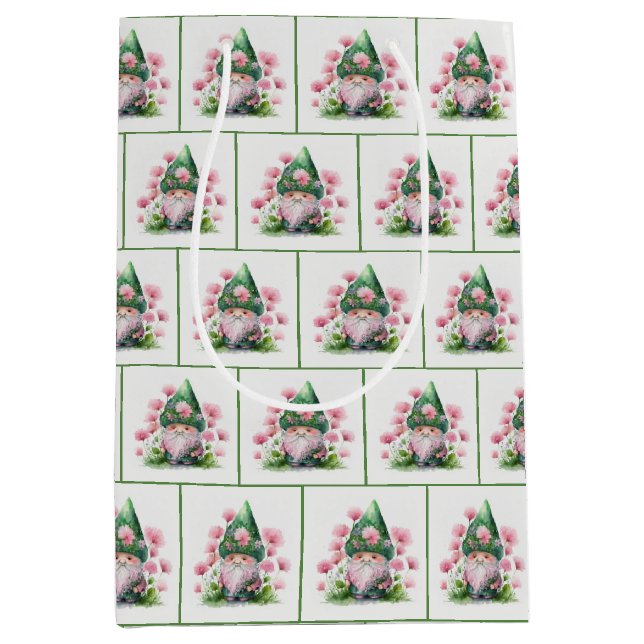 Irish Leprechaun In Garden  Medium Gift Bag (Front)