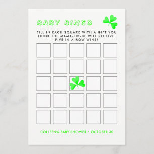 Irish Leprechaun Lucky Shamrock Baby Bingo Invitation