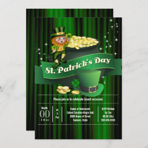 Irish leprechaun pot gold St Patricks holiday Invitation