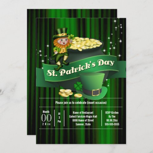 Irish leprechaun pot gold St Patricks holiday  Invitation