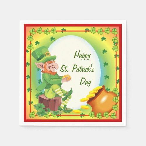 Irish Leprechaun Pot of Gold Napkins