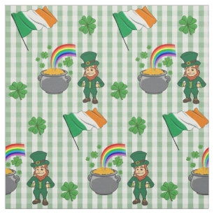 Irish Leprechaun Rainbow Pot Of Gold Flag Fun Fabric