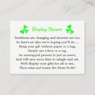 Irish Leprechaun Shamrock Baby Shower Display Enclosure Card