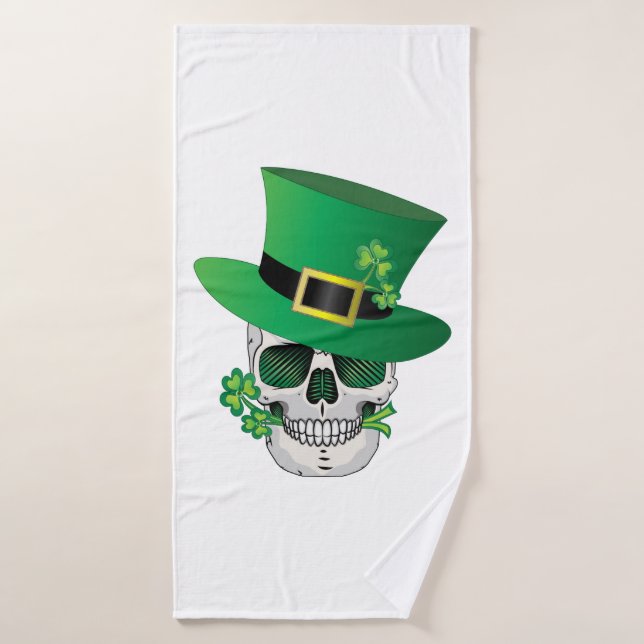 Irish Leprechaun Skull Bath Towel Set (Bath Towel)
