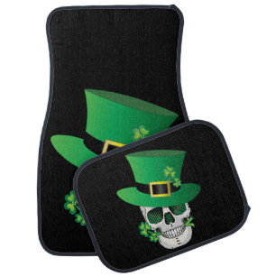 Irish Leprechaun Skull Car Floor Mat