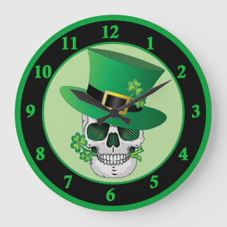 Irish Leprechaun Skull Large Clock