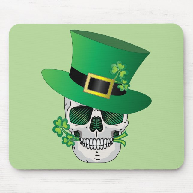 Irish Leprechaun Skull Mouse Pad (Front)