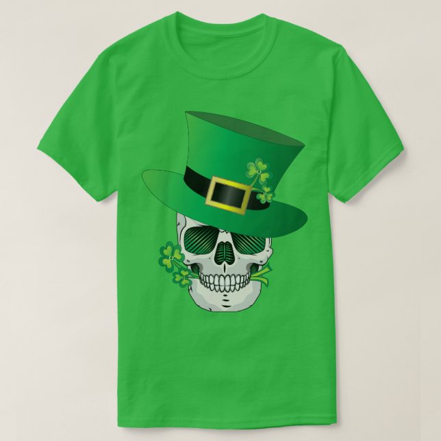 Irish Leprechaun Skull T-Shirt (Design Front)
