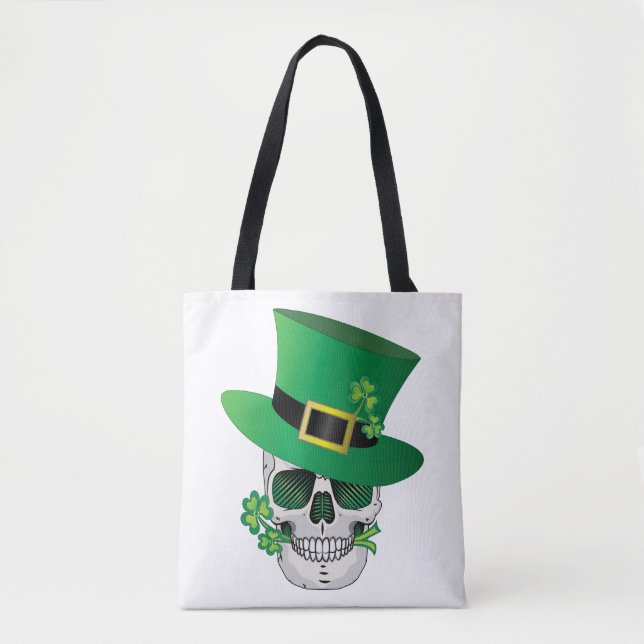 Irish Leprechaun Skull Tote Bag (Front)
