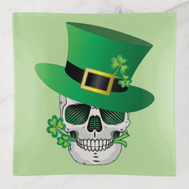 Irish Leprechaun Skull Trinket Tray (Front)