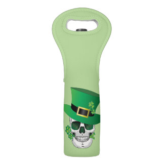 Irish Leprechaun Skull Wine Bag