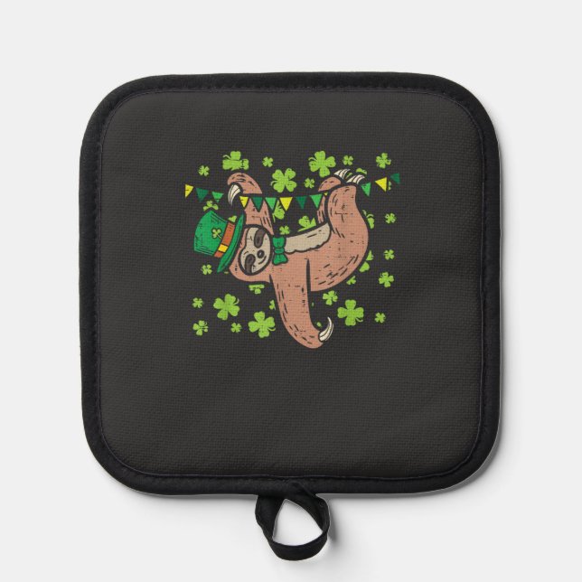 Irish Leprechaun Sloth Shamrock St Patricks Day An Pot Holder (Front)