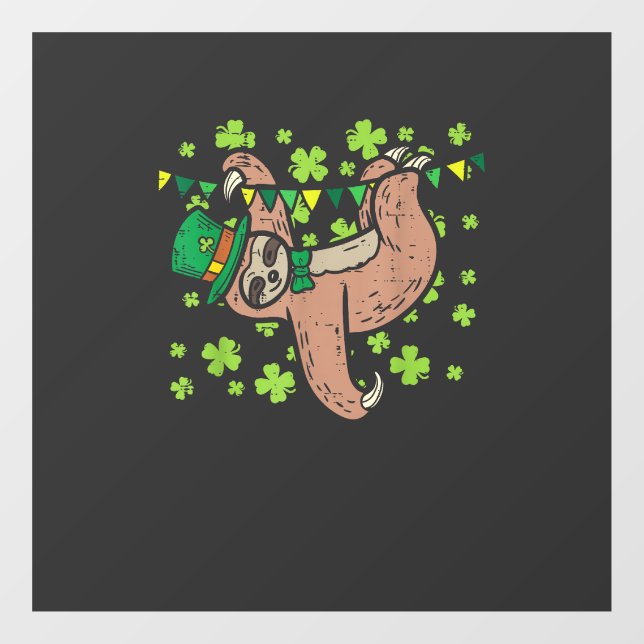 Irish Leprechaun Sloth Shamrock St Patricks Day An Window Cling (Sheet)