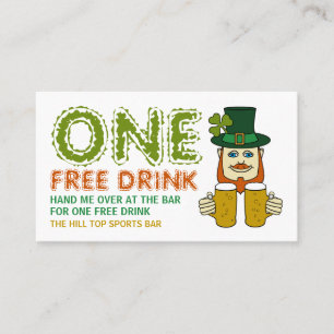 Irish Leprechaun, St Patrick's Day Drinks Ticket