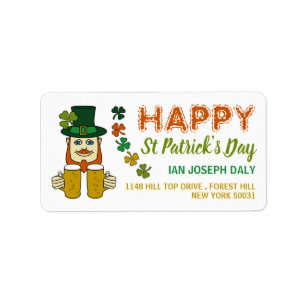 Irish Leprechaun, St Patrick's Day Label
