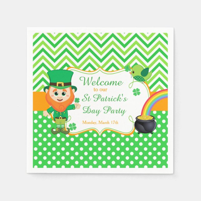 Irish Leprechaun St Patrick's Day Party Napkins (Front)