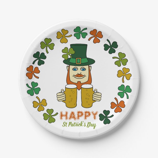 Irish Leprechaun, St Patrick's Day Party Paper Plates (Front)