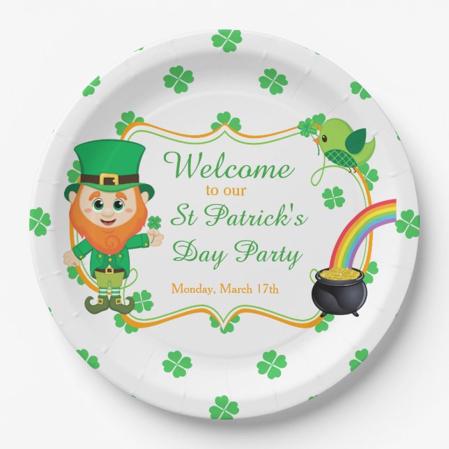 Irish Leprechaun St Patrick's Day Party Paper Plates (Front)