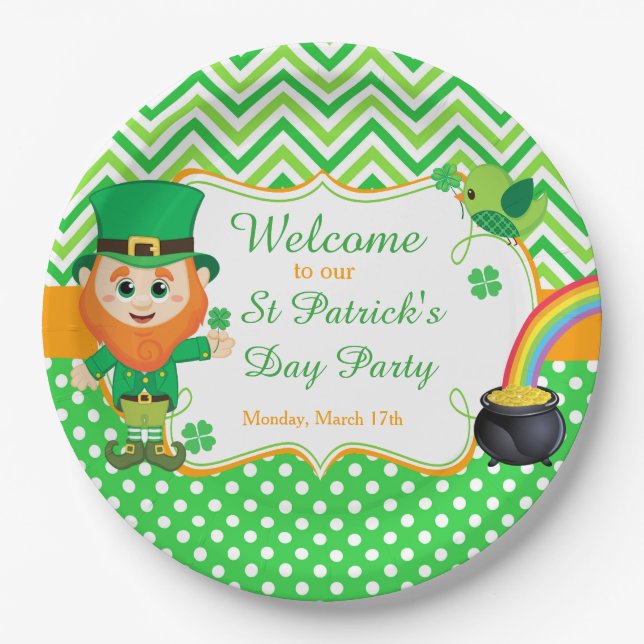 Irish Leprechaun St Patrick's Day Party Paper Plates (Front)