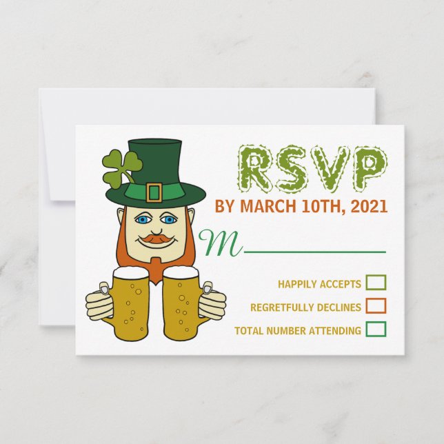 Irish Leprechaun, St Patrick's Day Party RSVP Card (Front)