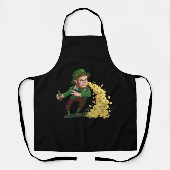 Irish Leprechaun Tossing Lucky Cookies Funny  Apron (Front)