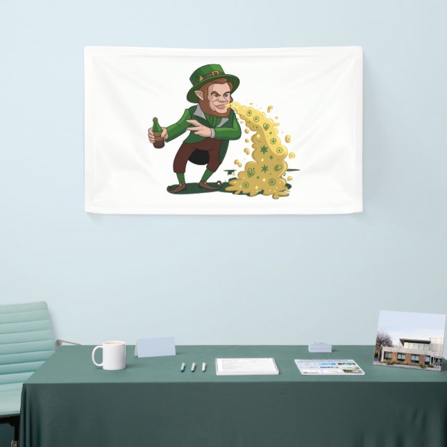 Irish Leprechaun Tossing Lucky Cookies Funny  Banner (Tradeshow)