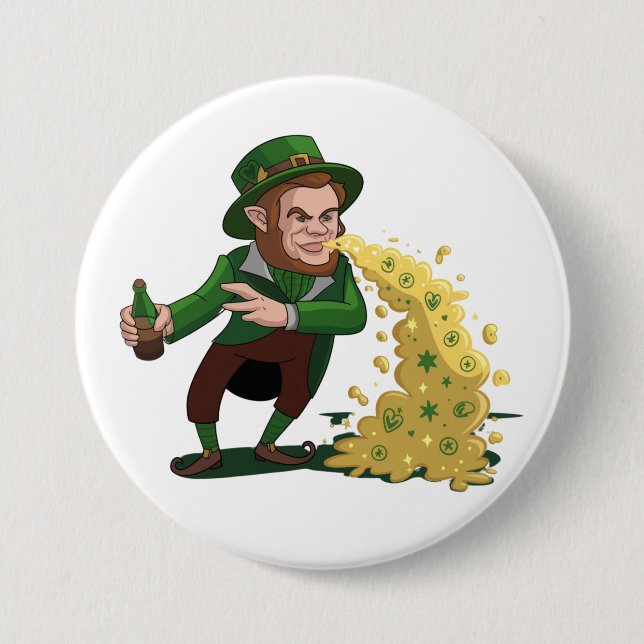 Irish Leprechaun Tossing Lucky Cookies Funny  Button (Front)