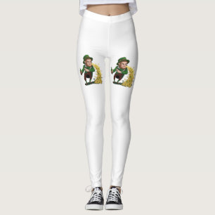 Irish Leprechaun Tossing Lucky Cookies Funny  Leggings