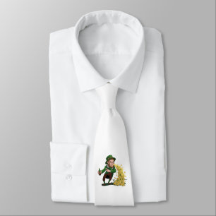 Irish Leprechaun Tossing Lucky Cookies Funny  Neck Tie