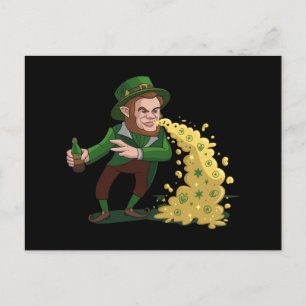 Irish Leprechaun Tossing Lucky Cookies Funny Postcard