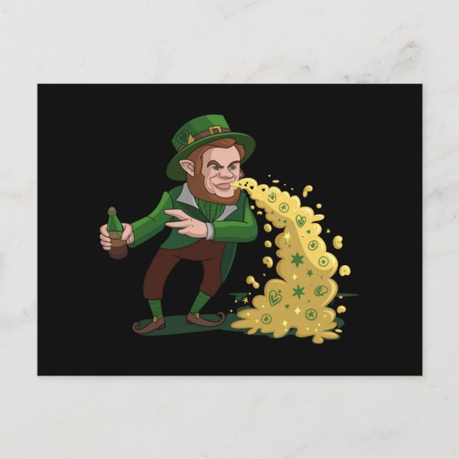 Irish Leprechaun Tossing Lucky Cookies Funny  Postcard (Front)
