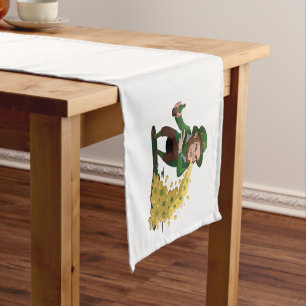 Irish Leprechaun Tossing Lucky Cookies Funny Short Table Runner