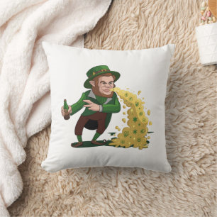 Irish Leprechaun Tossing Lucky Cookies Funny  Throw Pillow