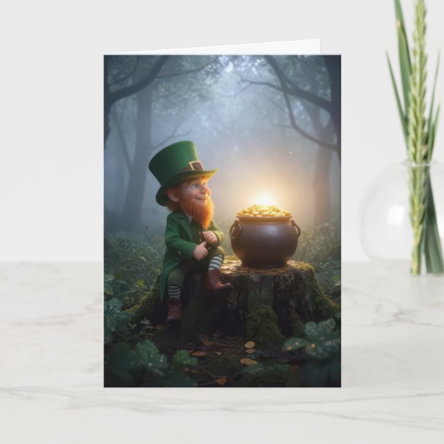 Irish Leprechaun with a Pot of Gold Card (Front)